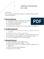 Activity #4: Give 5 Examples of Universal Statement, Conditional Statement and Existential Statement