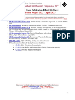 API 1184 Exam Publication Effectivity Sheet: Effective For August 2022 - April 2023