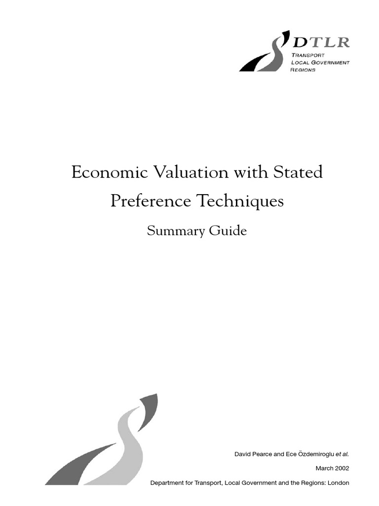 Economic Valuation With Stated Preference Techniques | PDF | Cost ...