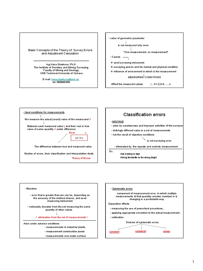Basic Concepts of The Theory of Survey Error and Adjustment Calculation