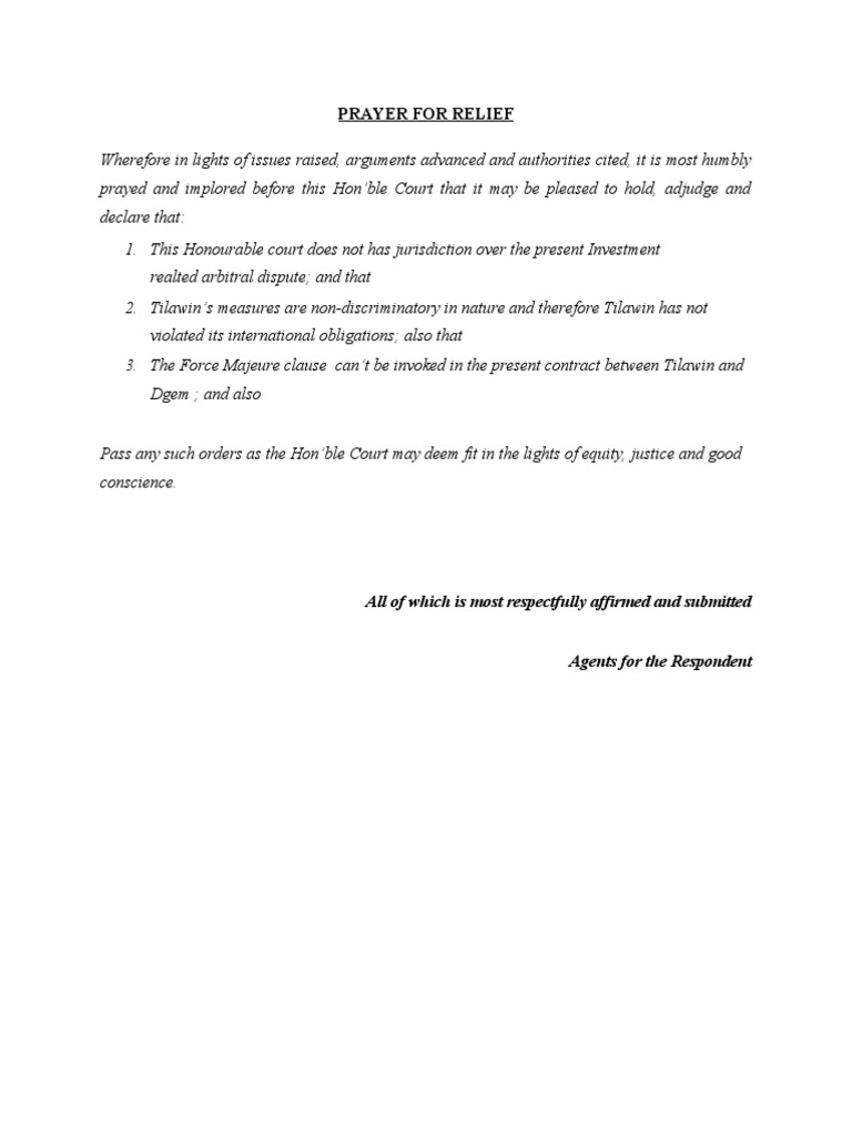 Legal Prayer for Relief in Court | PDF | Law