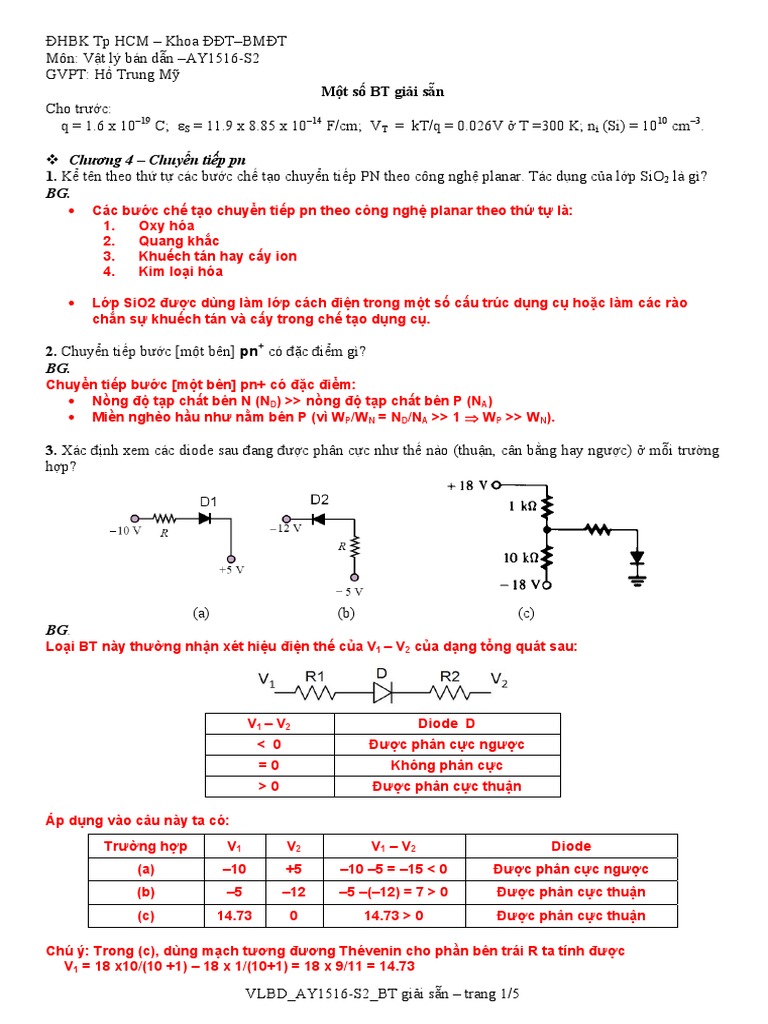 VLBD - AY1516-S2 - CH 04 - BT Giai San Ve Diode | PDF