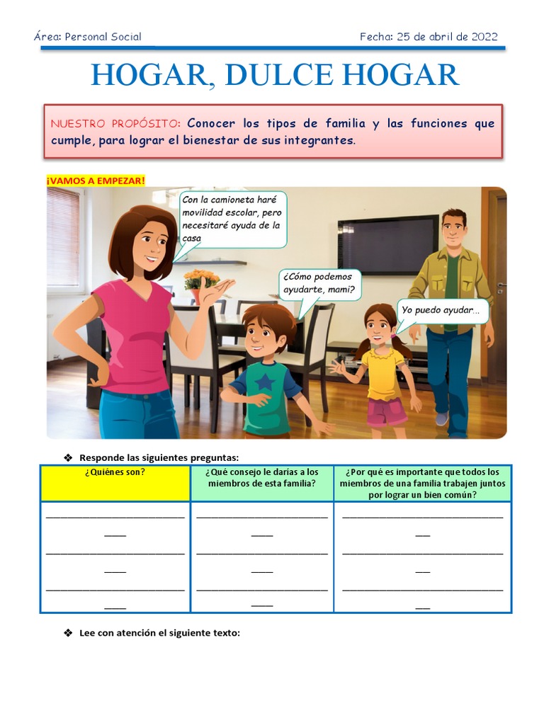 Dia 1 Hogar Dulce Hogar | PDF | Familia | Amor