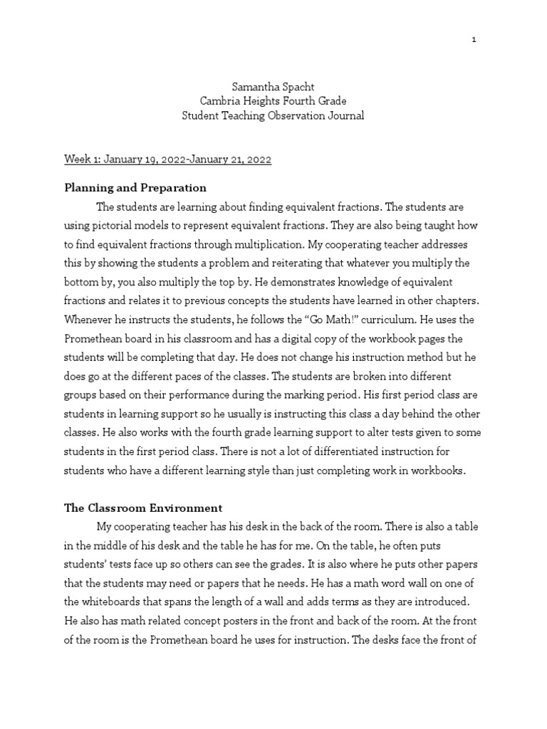 Cambria Heights Journal PDF Teachers Classroom