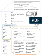 Avaliação Ingles Sextos1