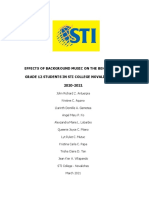 Effects of Background Music On The Behavior of Grade 12 Students in Sti College Novaliches A.Y. 2020-2021