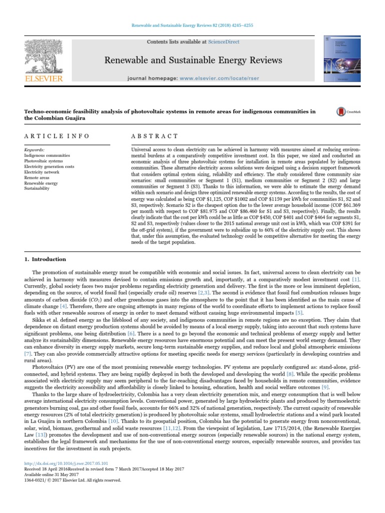 Renewable and Sustainable Energy Reviews: Articleinfo | PDF ...