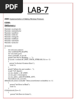 Aim: Code: Swserver.C: Implementation of Sliding Window Protocol