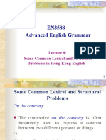 EN3588 Advanced English Grammar: Some Common Lexical and Structural Problems in Hong Kong English