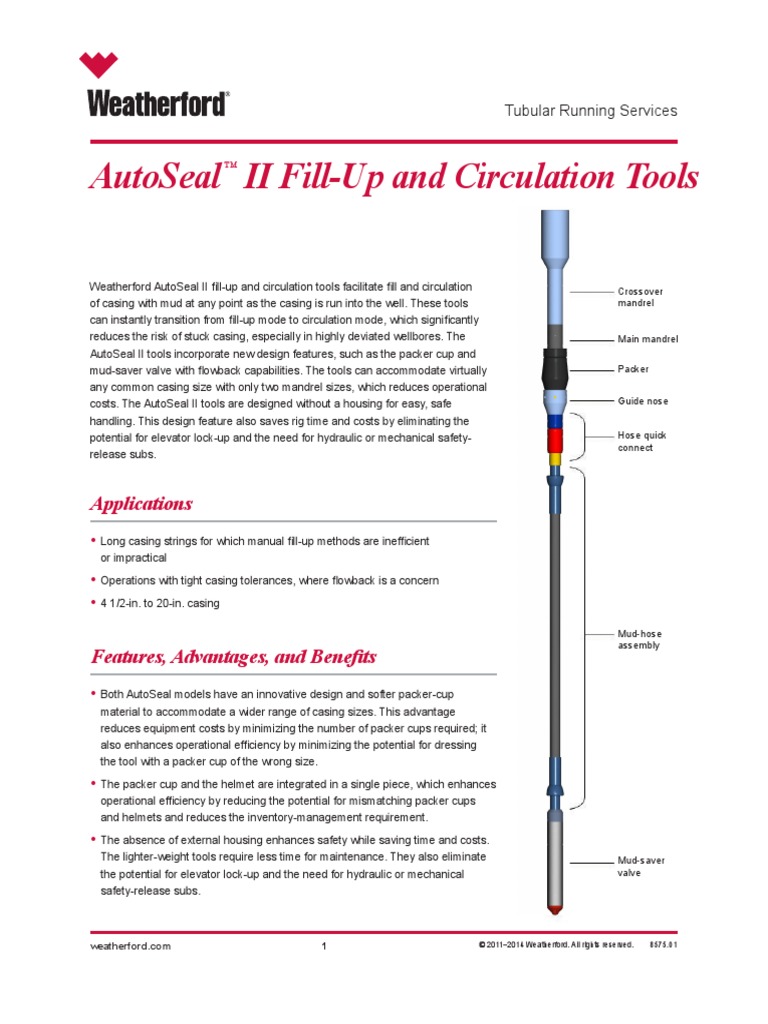 AutoSeal II Fill Up and Circulation Tools | PDF | Elevator ...
