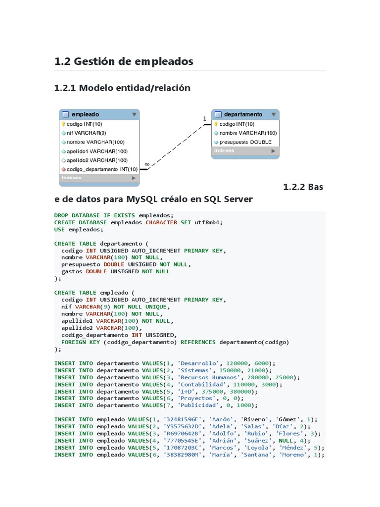 Consultas SQL para Gestión de Empleados | PDF | Bases de datos ...
