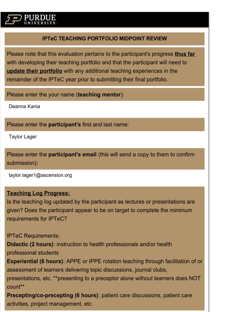 Portfolio Midpoint Feedback | PDF | Lecture | Mentorship