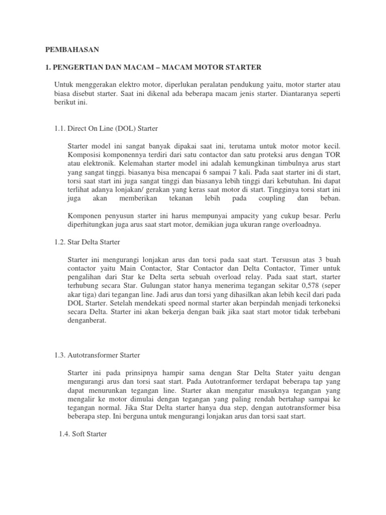 Motor Starter Jenis Fungsinya