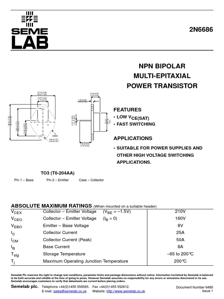 Features Low Vce (Sat) Fast Switching PDF Bipolar Junction Transistor Semiconductor