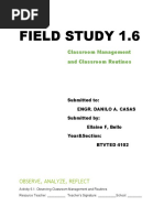 Field Study 1.6: Classroom Management and Classroom Routines