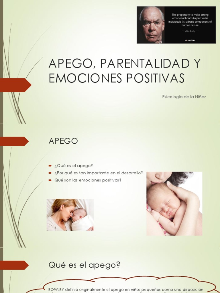 Apego, Parentalidad y Emociones Positivas | PDF | Teoría de apego | Las ...