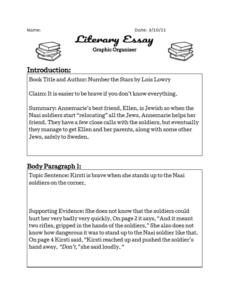 Student Literary Essay Graphic Organizer PDF