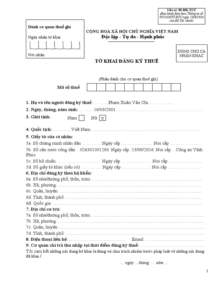 Mau Bieu 05 DK TCT | PDF