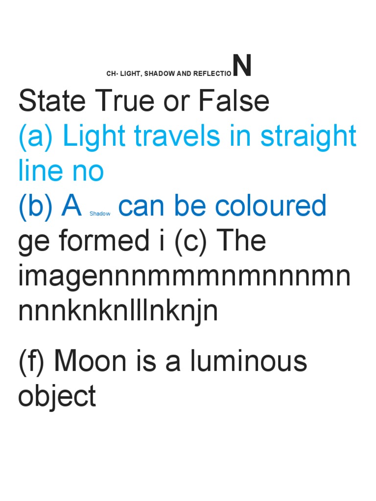 CH - Light Shadow and Reflection | PDF