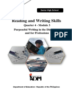 Reading and Writing Quarter 4 Purposeful Writing in The Disciplines and For Professions