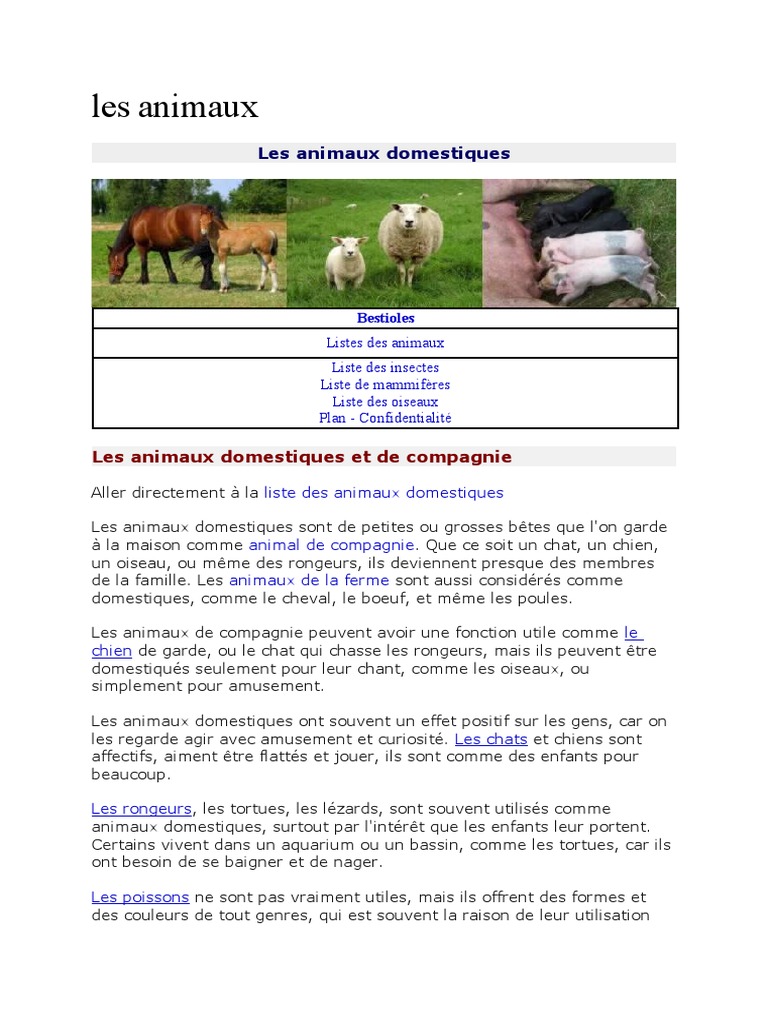 Les Animaux | PDF