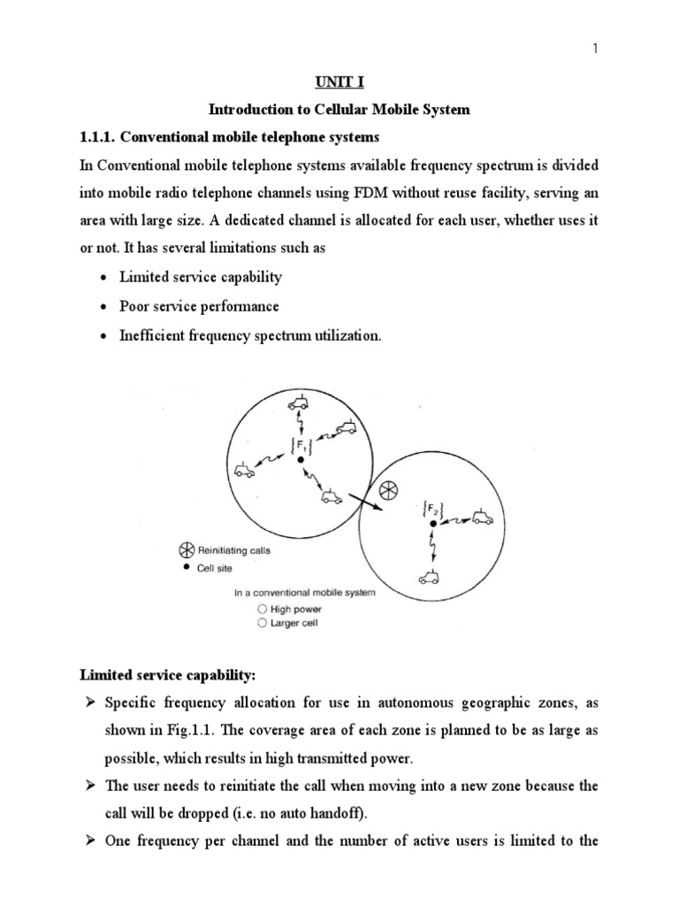 Unit I Introduction To Cellular Mobile System 1 1 1 Conventional