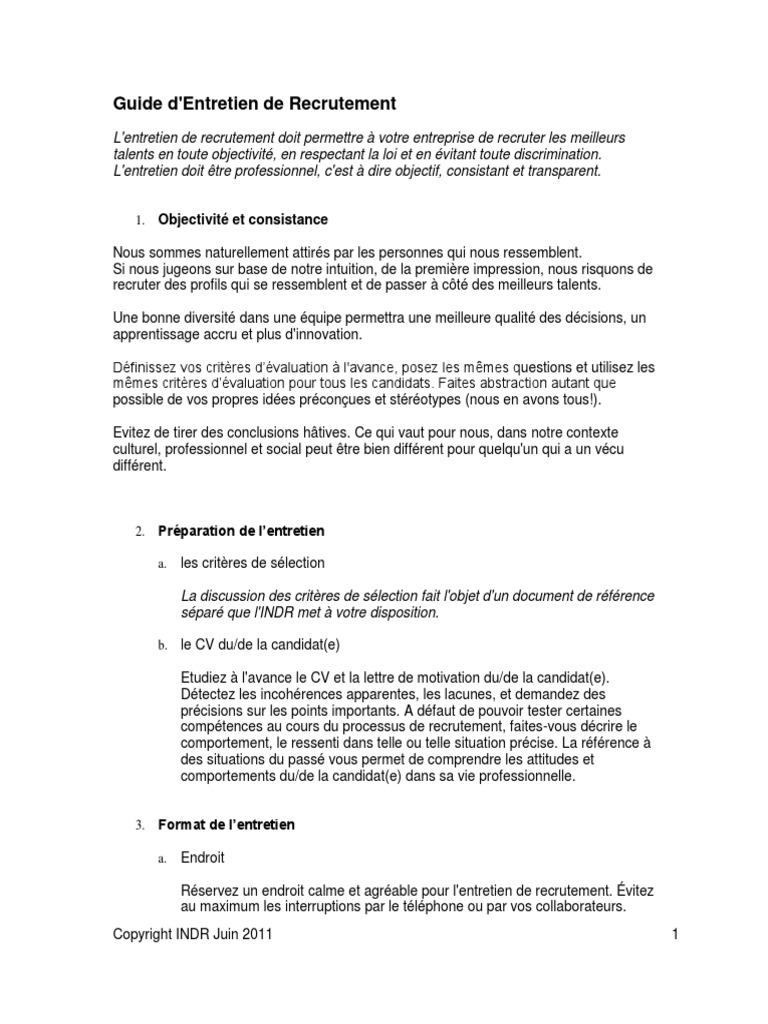 Template 7 Guide Entretien | PDF | Recrutement