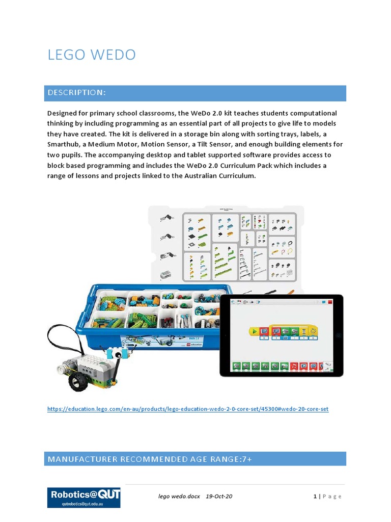 LEGO WeDo 2.0 Robotics Overview | PDF | Scratch (Programming Language ...