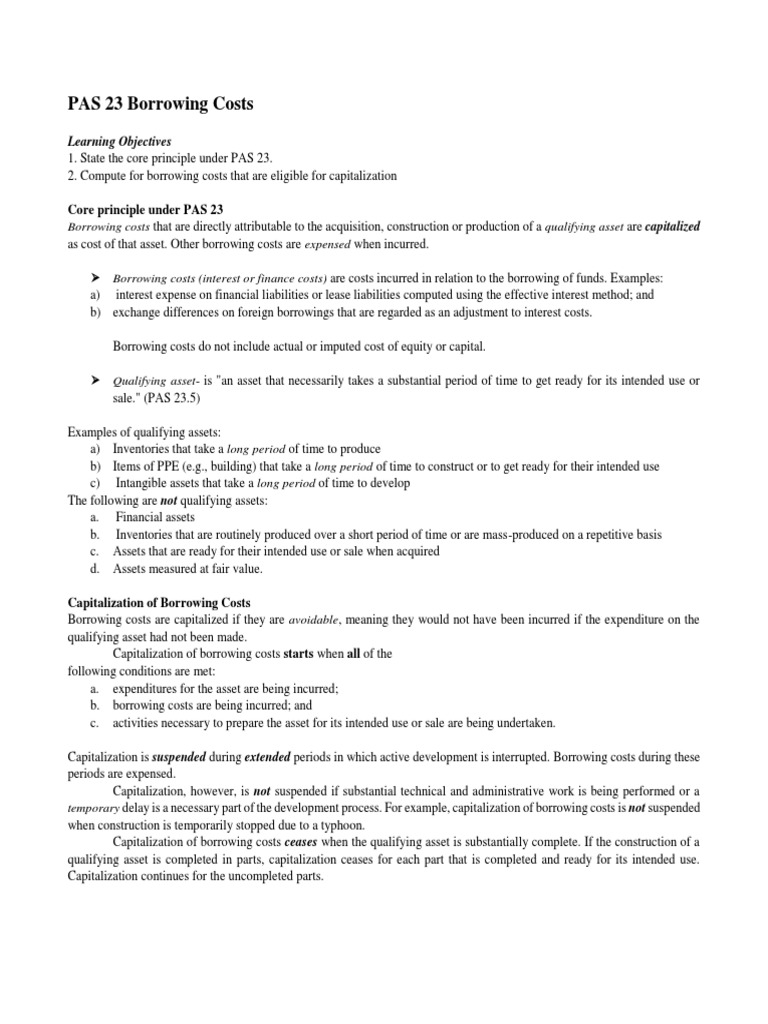 Pas 23 Borrowing Cost Summary