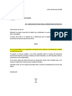 Ref Ampliación de Plazo para La Presentación de Proyecto