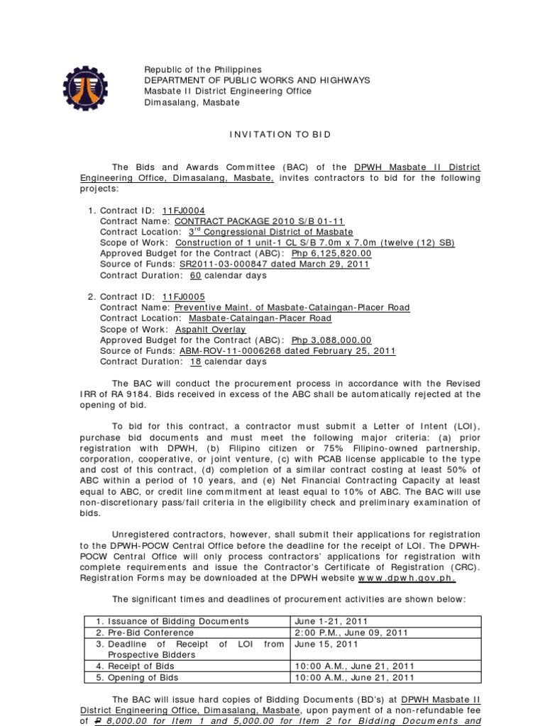 Invitation to Bid Government Politics