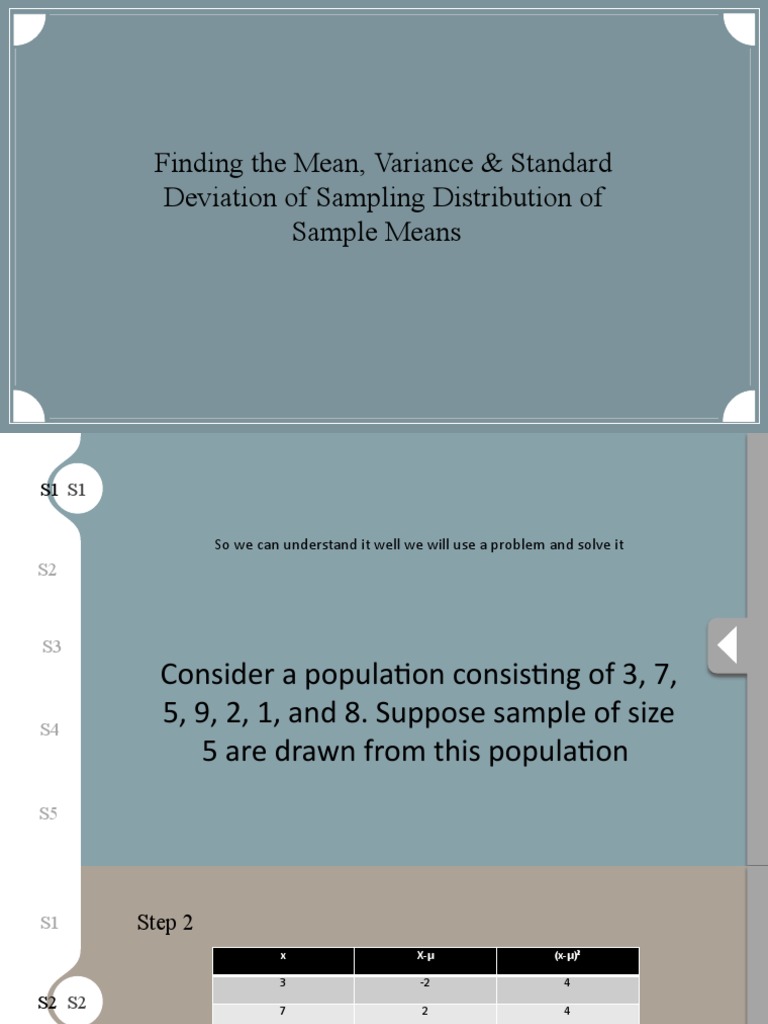 Finding The Mean, Variance & Standard Deviation of Sampling