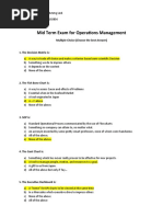 Mid Term Exam For Operations Management: Multiple Choice (Choose The Best Answer)