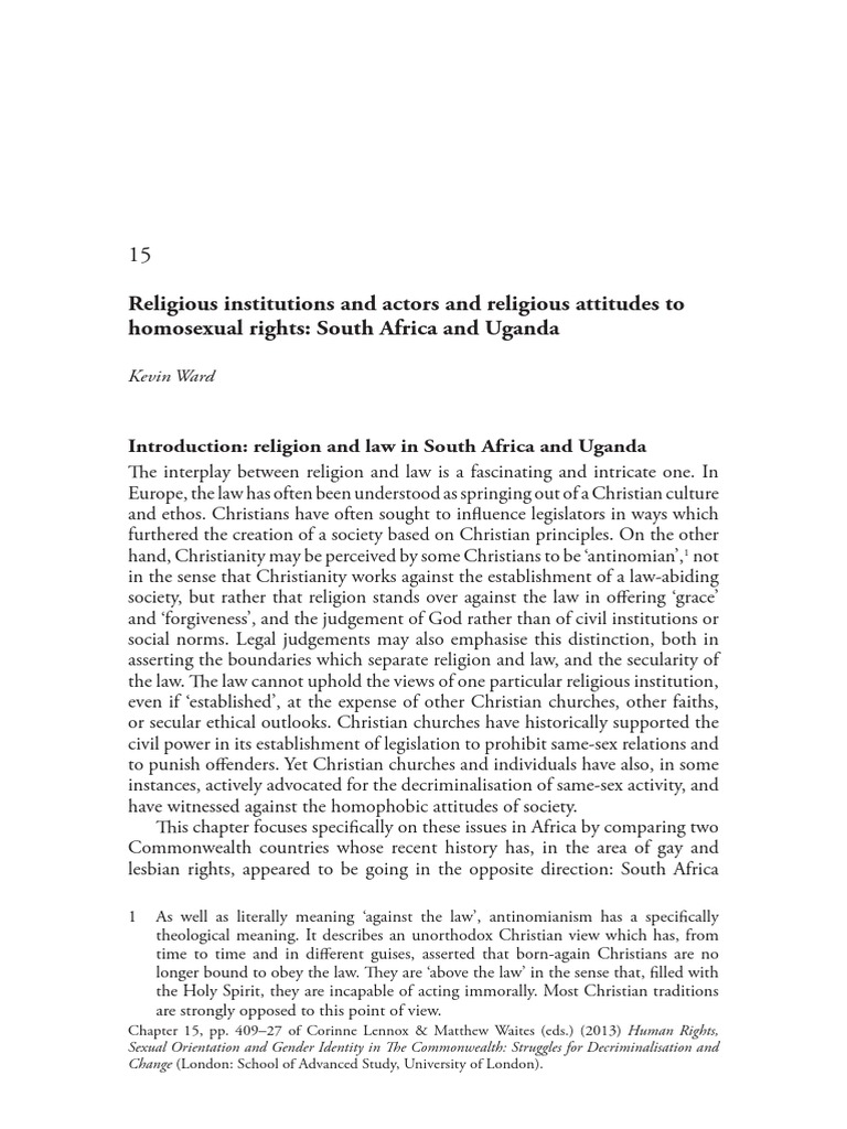 Religious Views on LGBTQ Rights in Africa | PDF | Homosexuality | Uganda