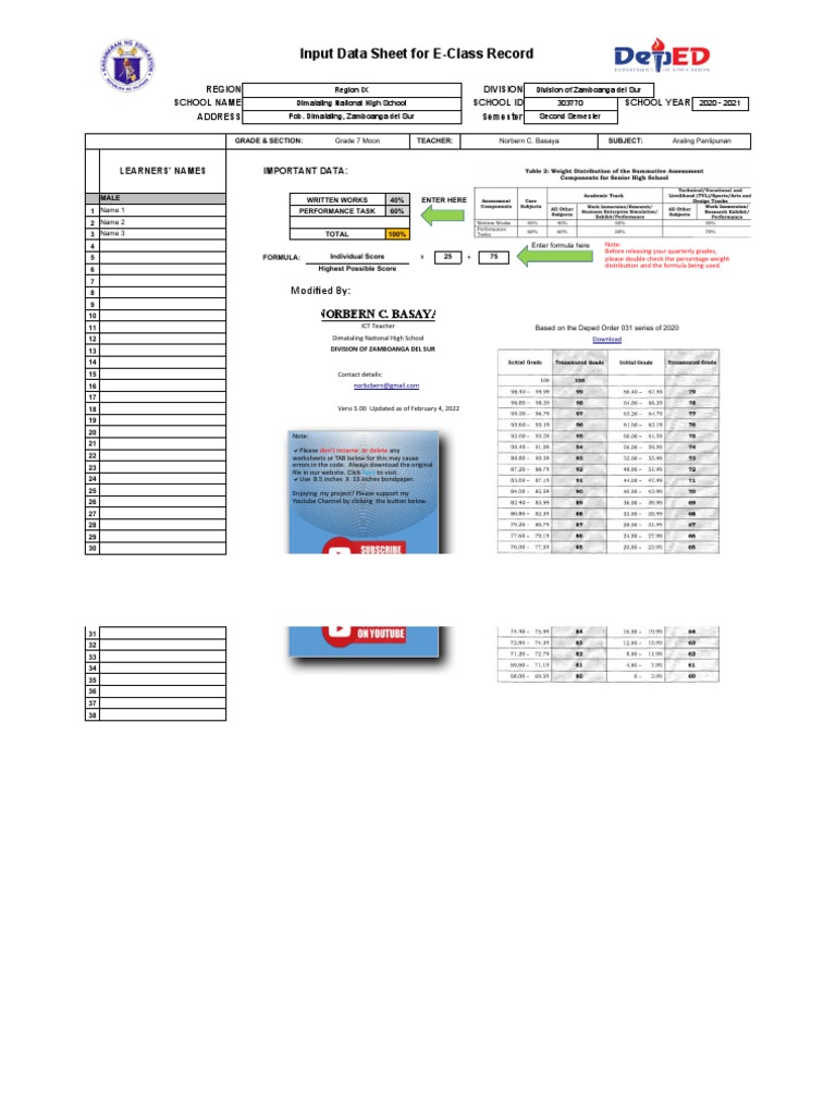 Grade 7 Moon Class Record 2020-2021 | PDF | Information Age | Software ...
