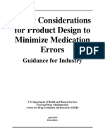 FDA guidance on minimizing medication errors through product design