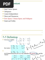 Chapter Content: Real Vector Spaces Subspaces Linear Independence Basis and Dimension Rank and Nullity