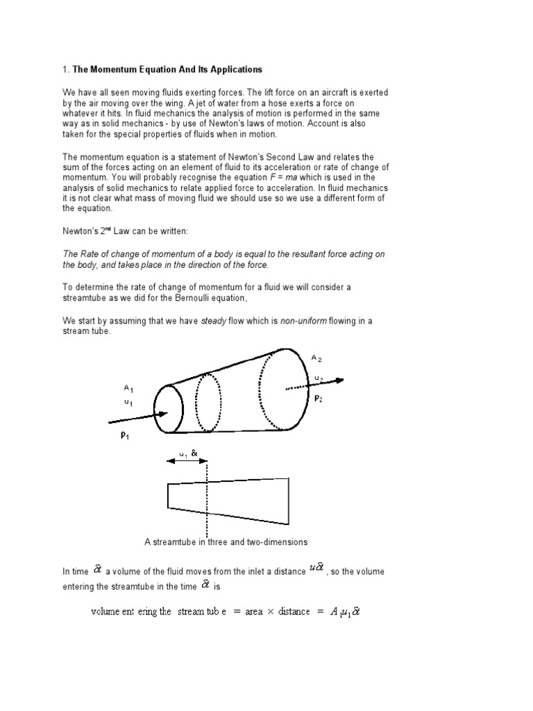 Fluid Mechanics: Momentum Equation Applications | PDF | Force | Momentum