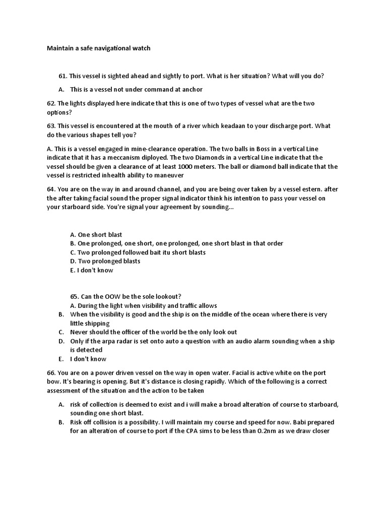 Navigational Watch Safety Guidelines | PDF | Port And Starboard ...