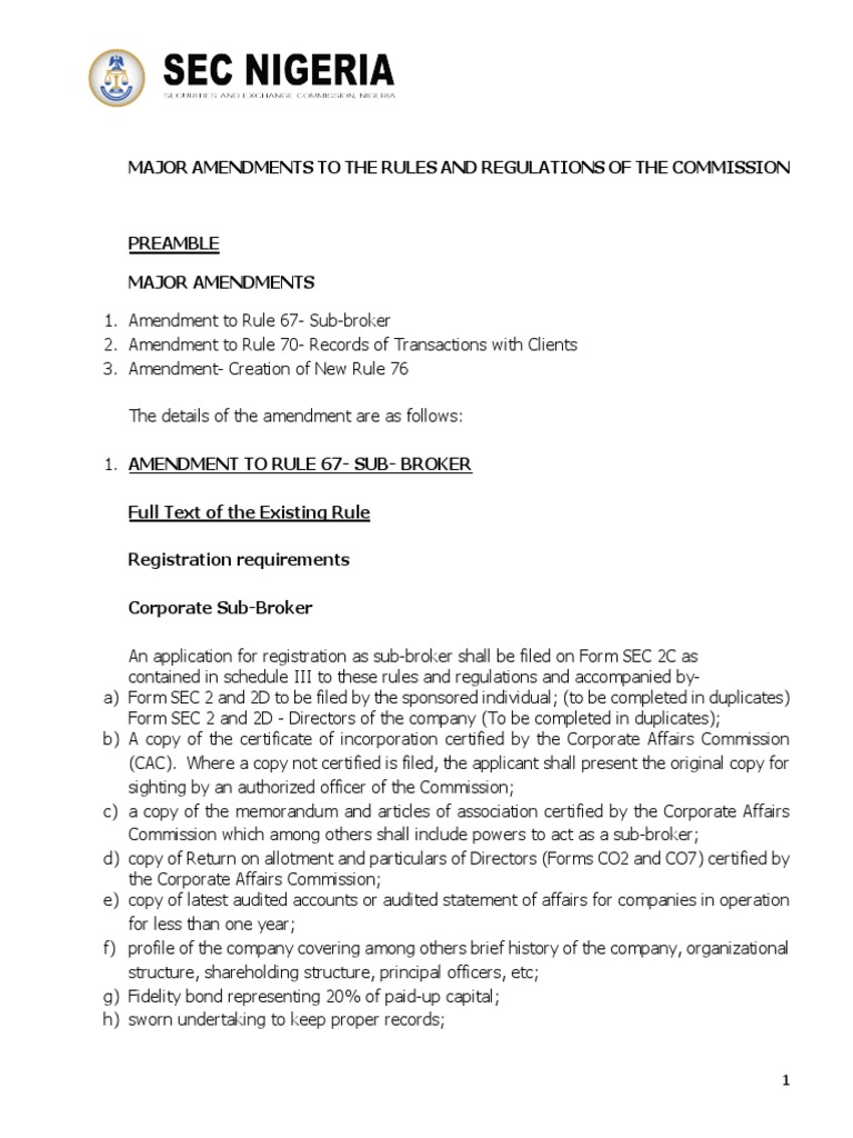 SEC Rule Amendments for Sub-Brokers | PDF | Securities (Finance ...