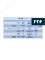 Sports Course Timetable July 2011