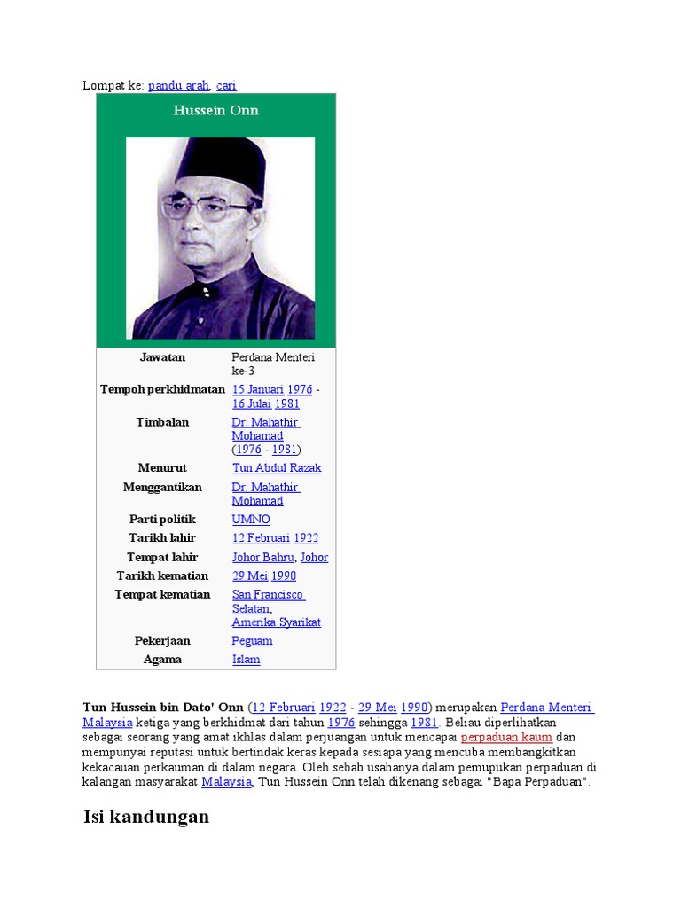 Tun Hussein Onn  PDF