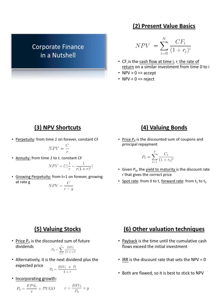 Corporate Finance Valuation Techniques | PDF | Net Present Value ...