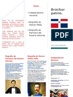 Brochur Patrio.: Independencia Nacional. Biografía de Ramon Mella. Biografía de Francisco Del Rosario Sánchez