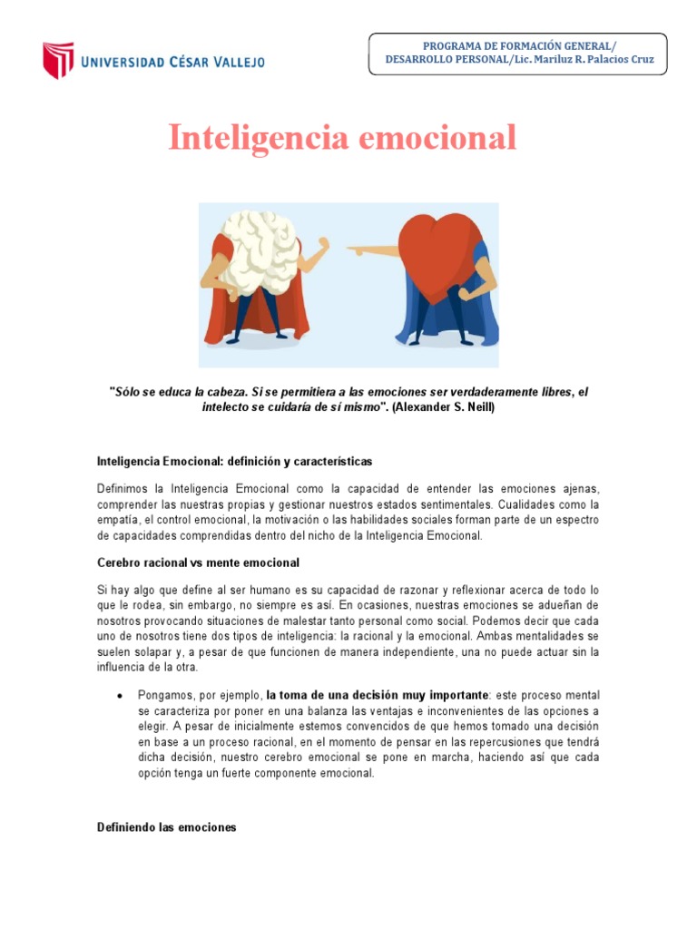 Inteligencia Emocional y sus Funciones | PDF | Las emociones | Sensación