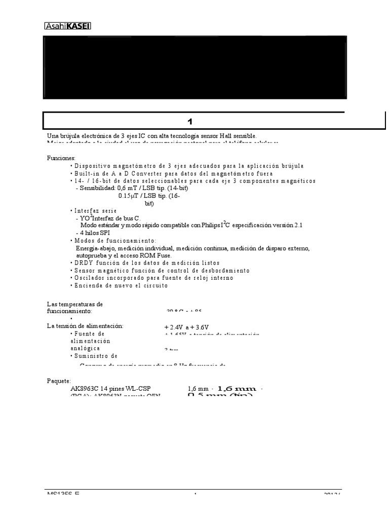 Brújula Electrónica 3 Ejes AK8963 | PDF | Electrónica | Sensor
