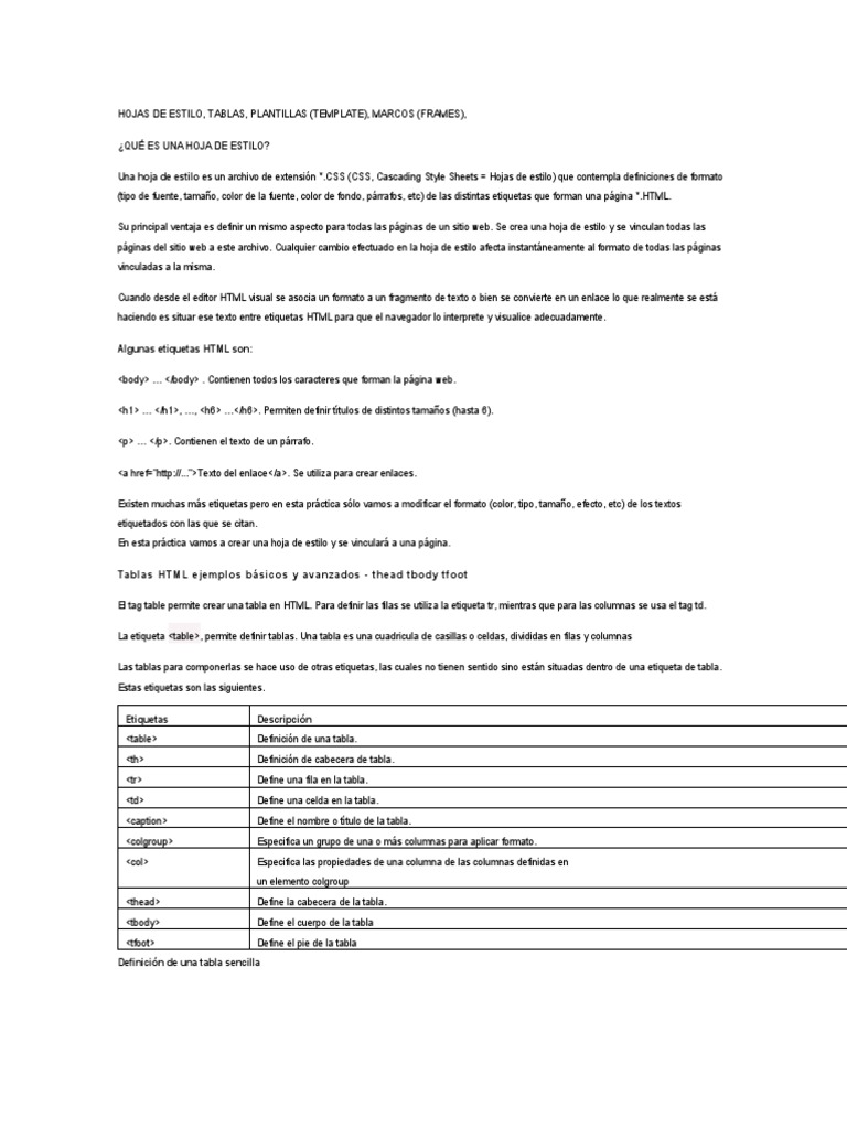 Hojas de Estilo PDF HTML ciberespacio