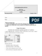 Contabilidade de Gestão I - Mini Teste