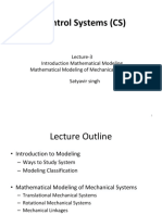 Control Systems (CS) : Lecture-3 Introduction Mathematical Modeling Mathematical Modeling of Mechanical Systems