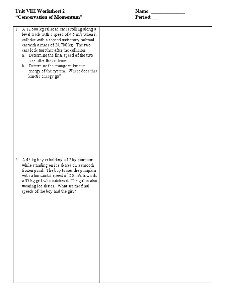 Unit 8 WS2 Honors | PDF | Collision | Mechanics